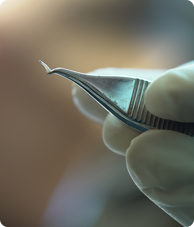 Surgical instrument used in an FUE hair transplant procedure